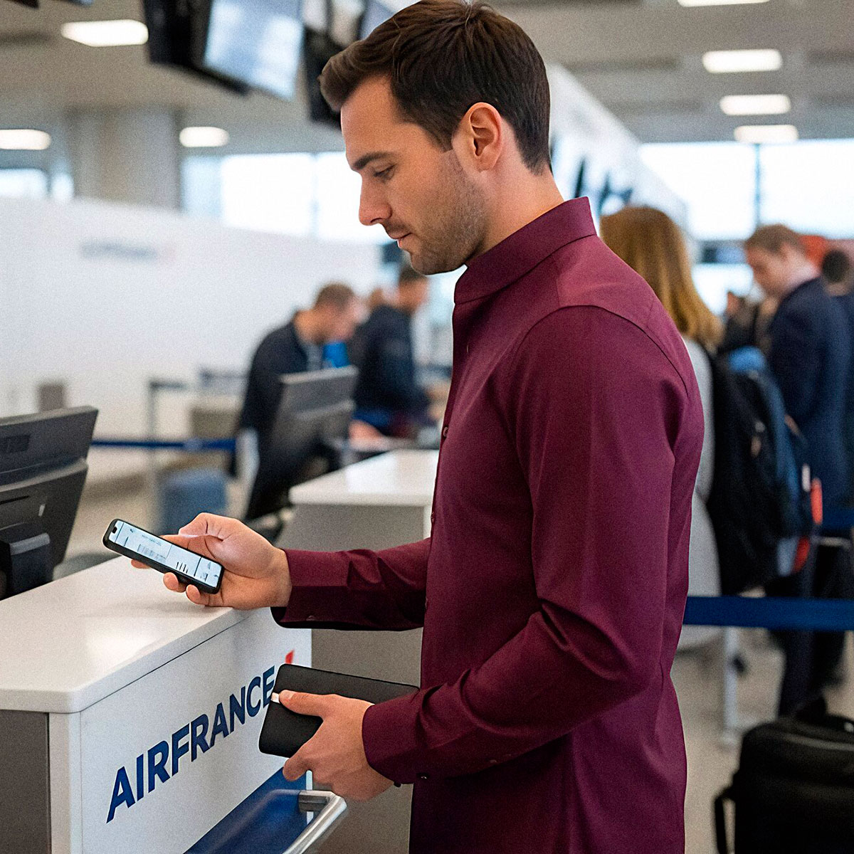 Chemise bordeaux Leno