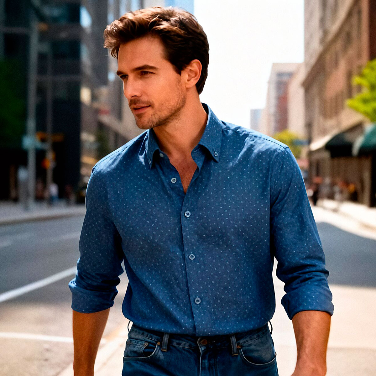 Chemise jean jacquard