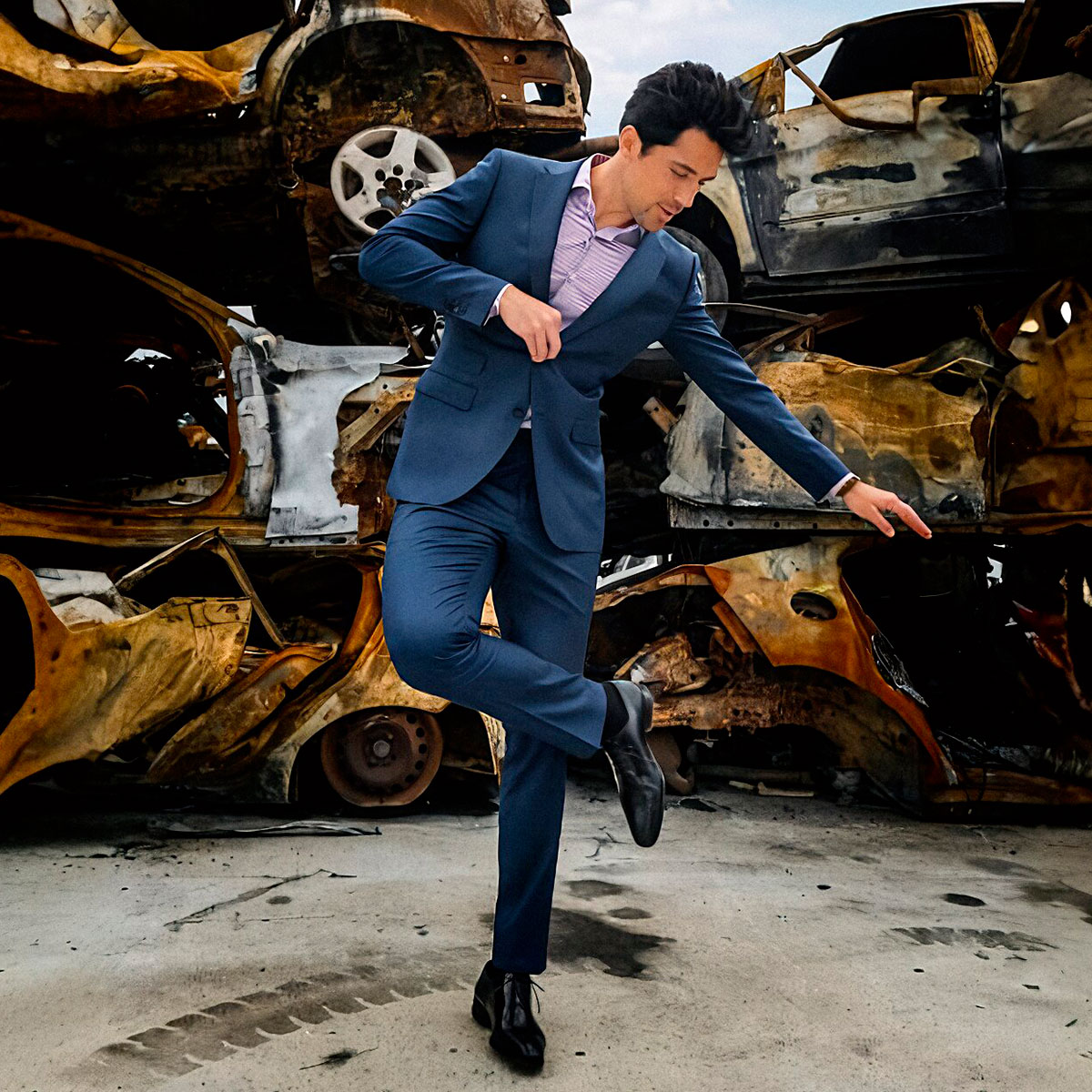 Costume bleu fil a fil