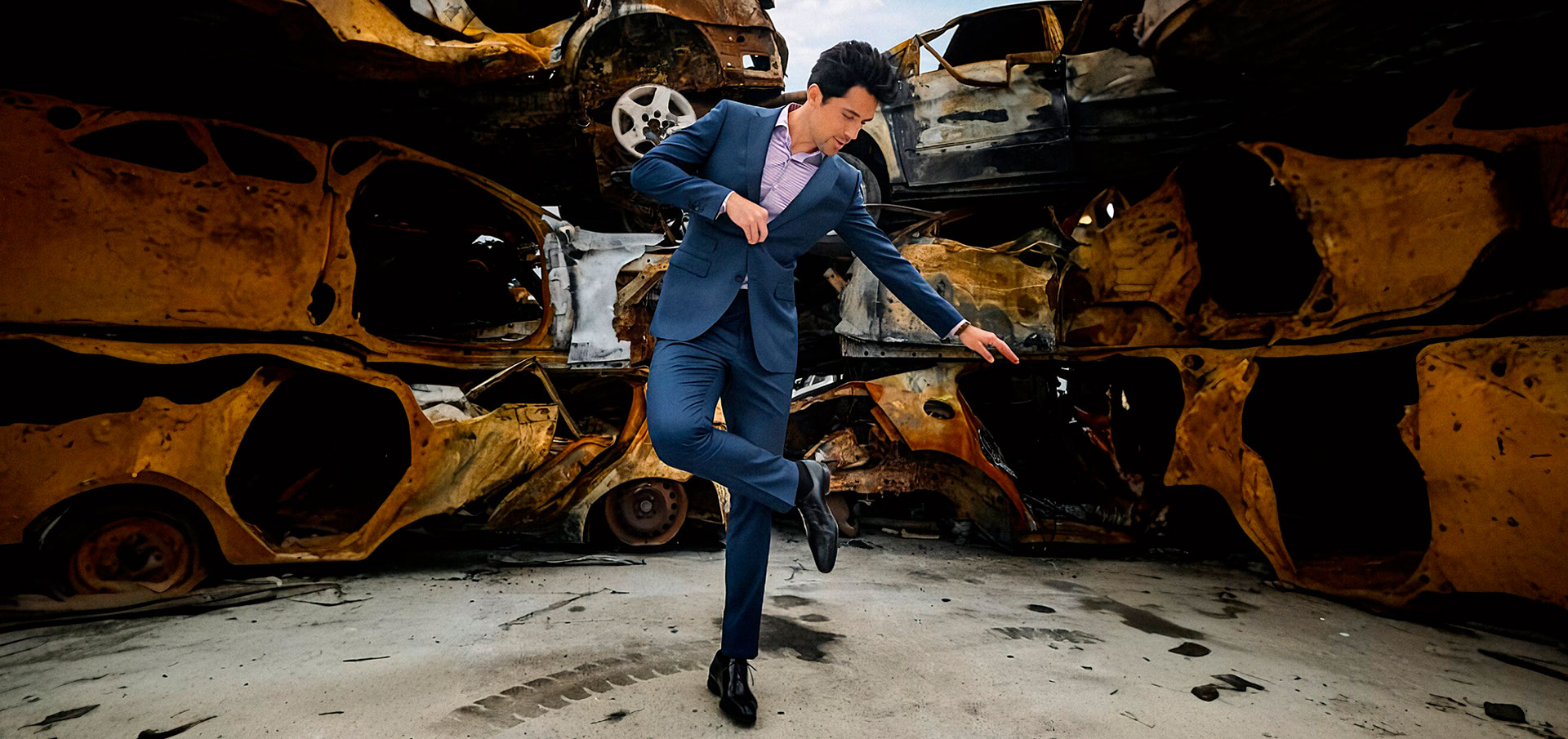 Costume bleu fil a fil