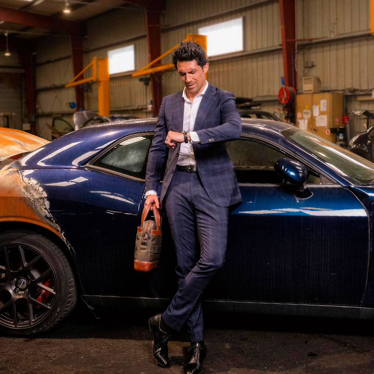 Costume carreaux bleu bordeaux