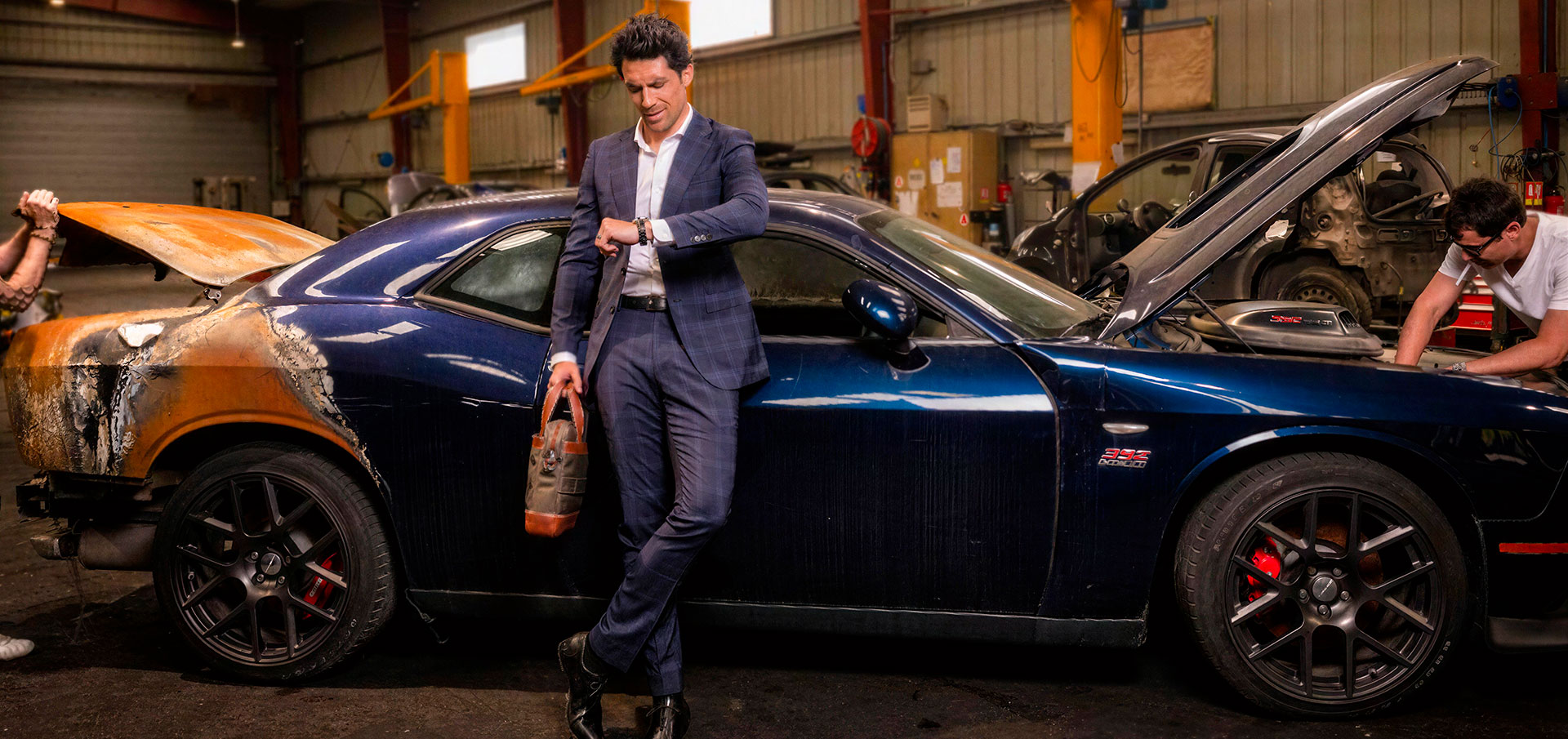 Costume carreaux bleu bordeaux