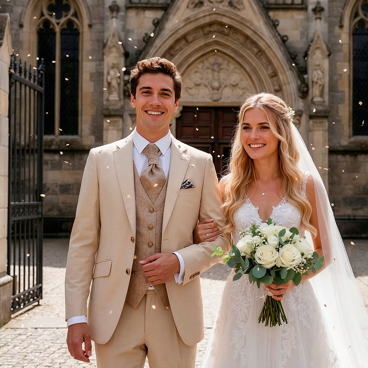 Costume fil a fil creme