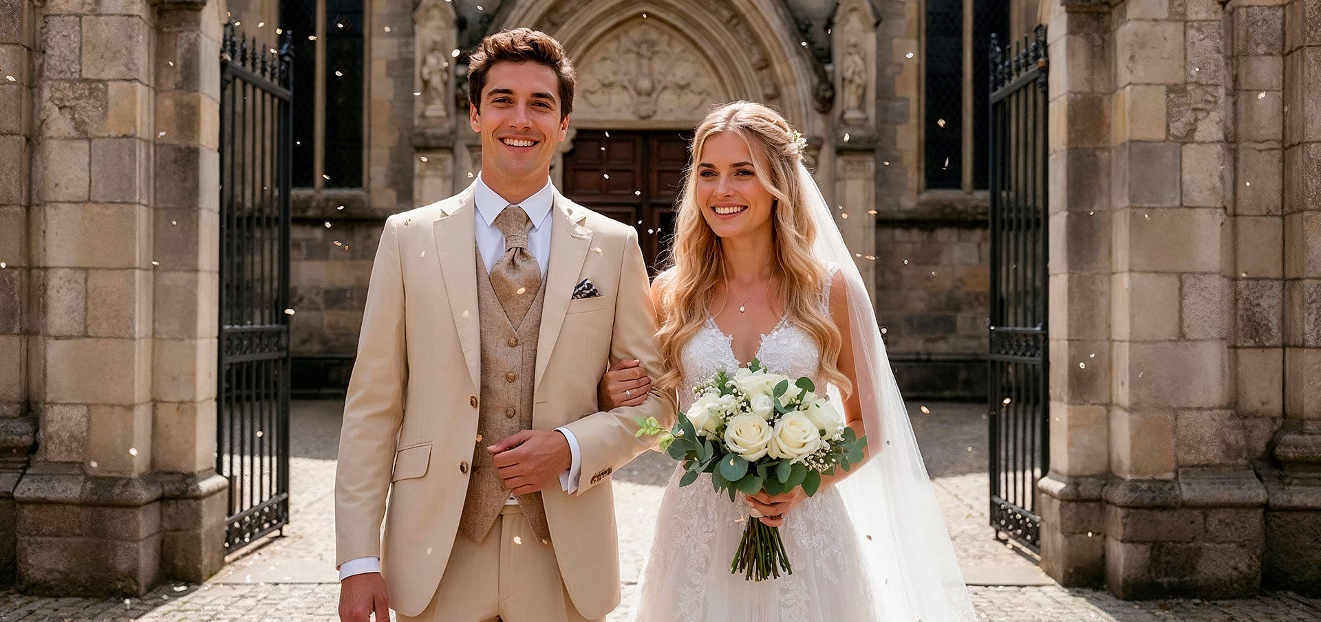 Costume fil a fil creme