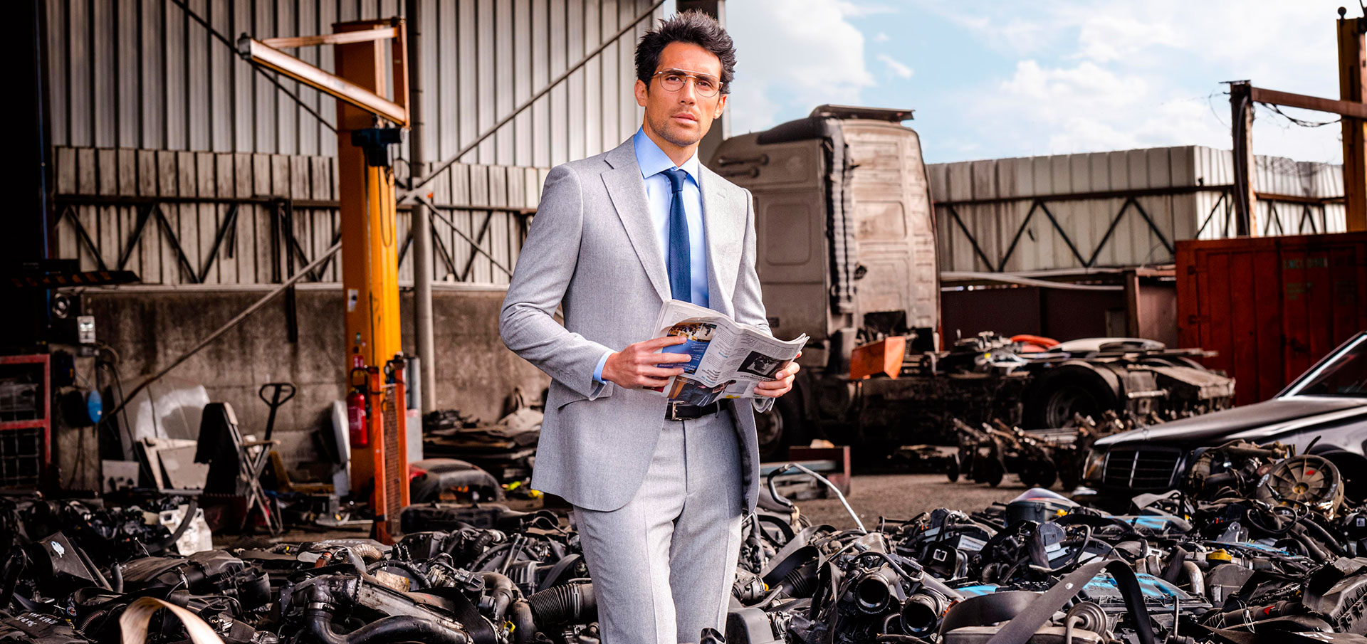 Costume sur mesure flanelle grise