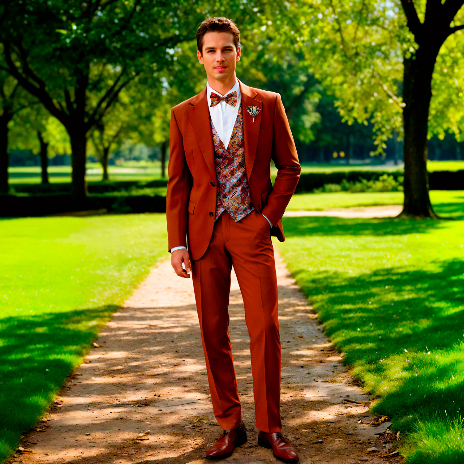 Costume sur mesure terracotta