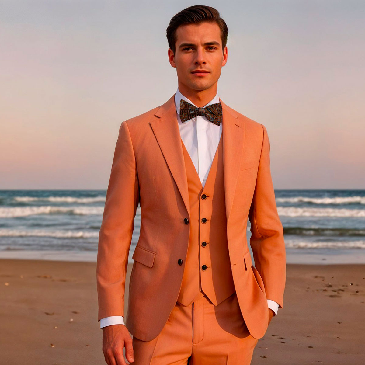 Costume sur mesure saumon