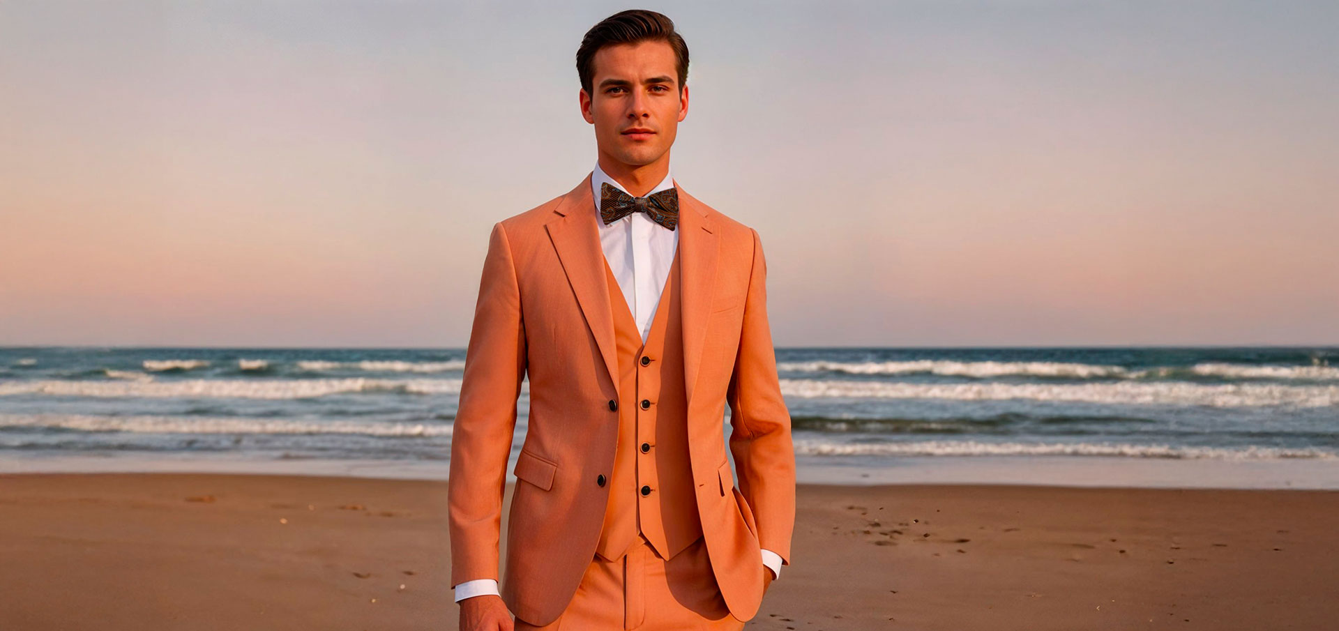 Costume sur mesure saumon