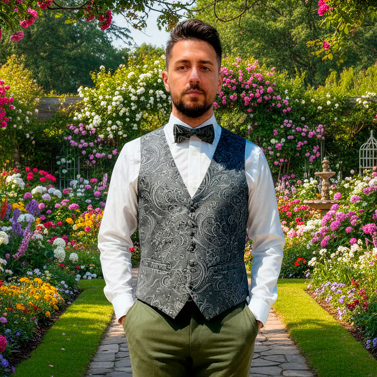 Gilet double face jacquard vert