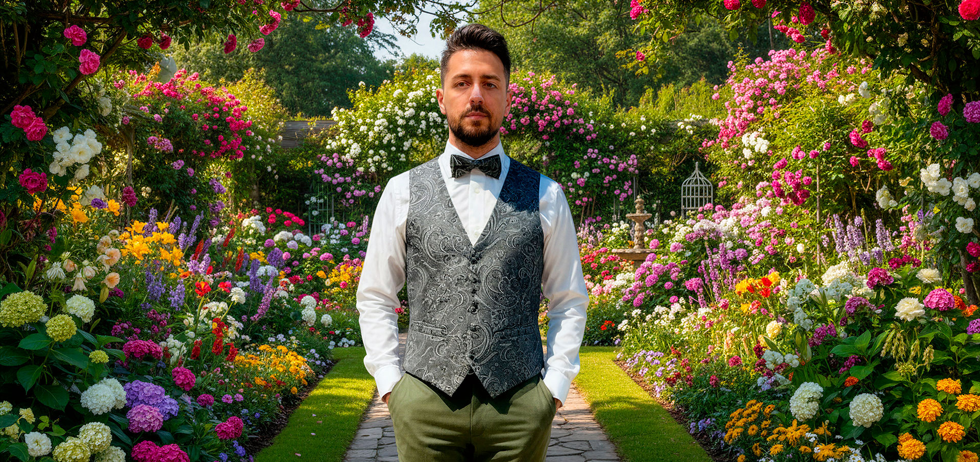 Gilet double face jacquard vert