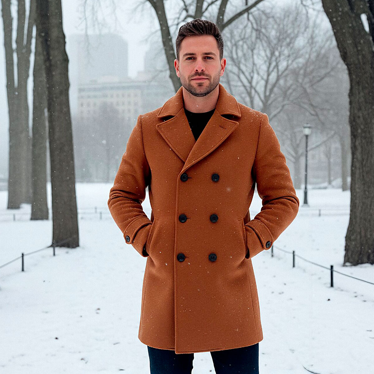 Manteau croisé laine