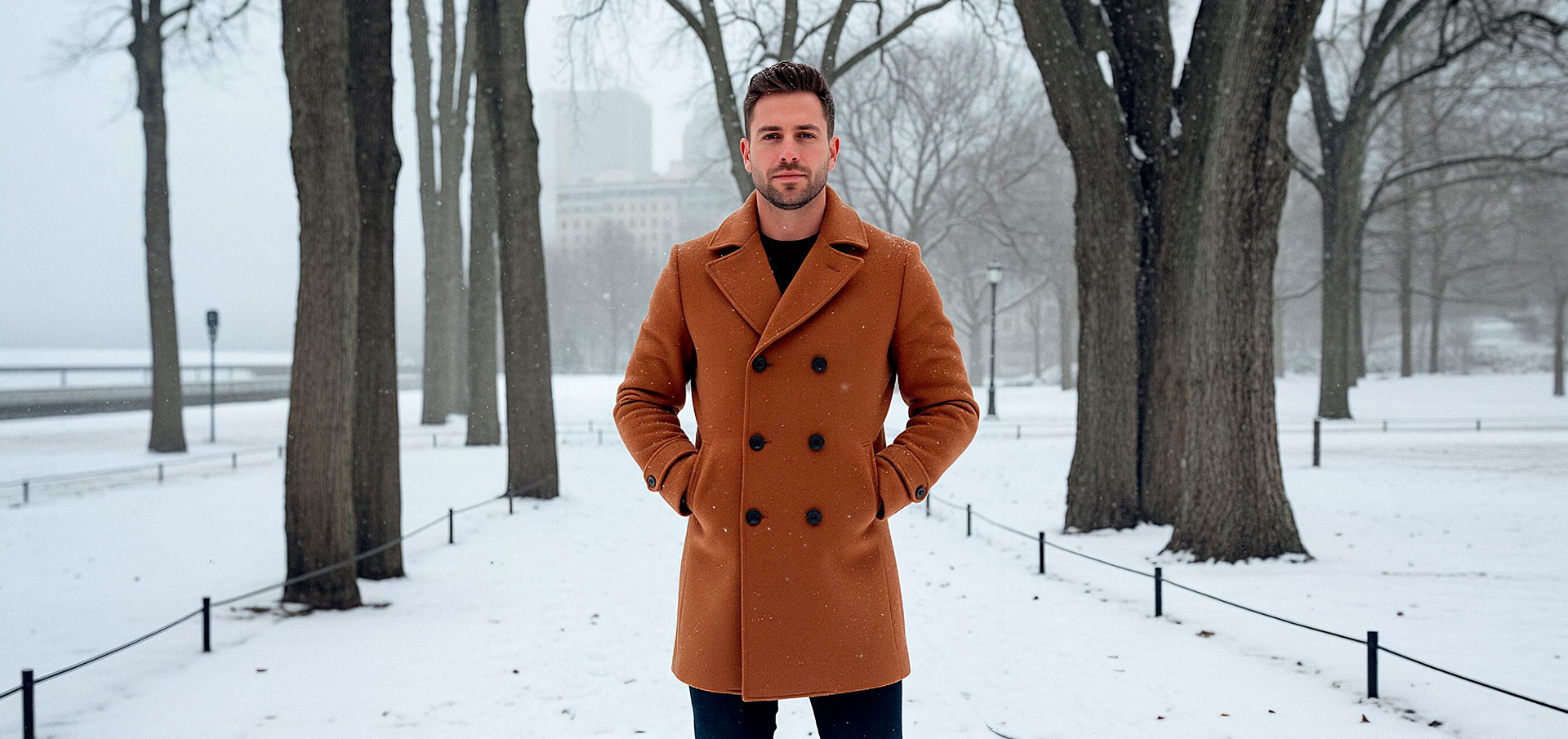 Manteau croisé laine