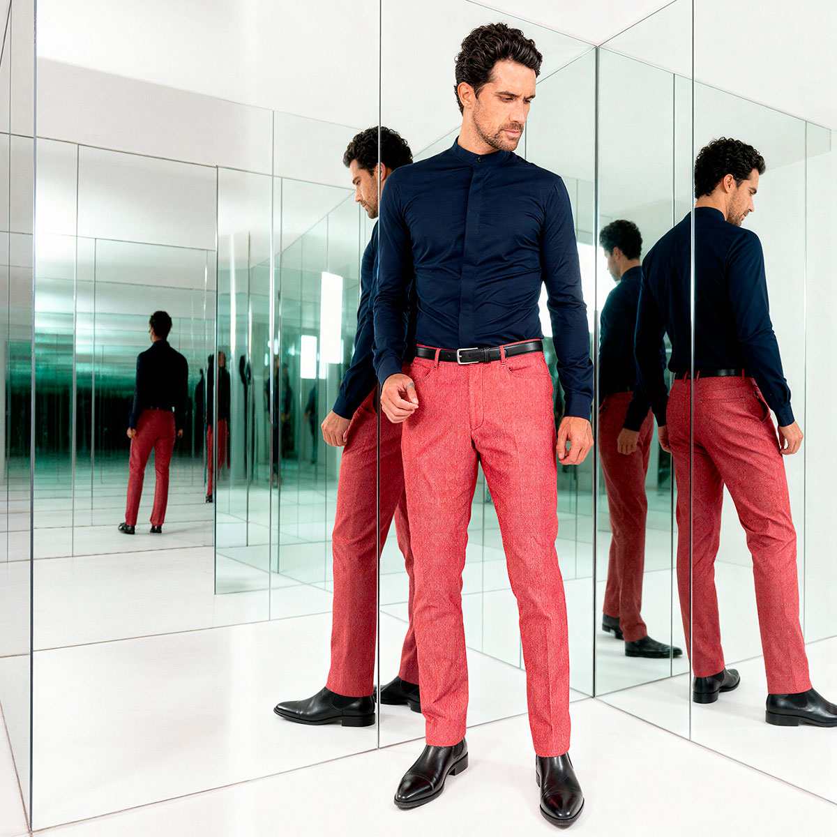 Pantalon denim rouge