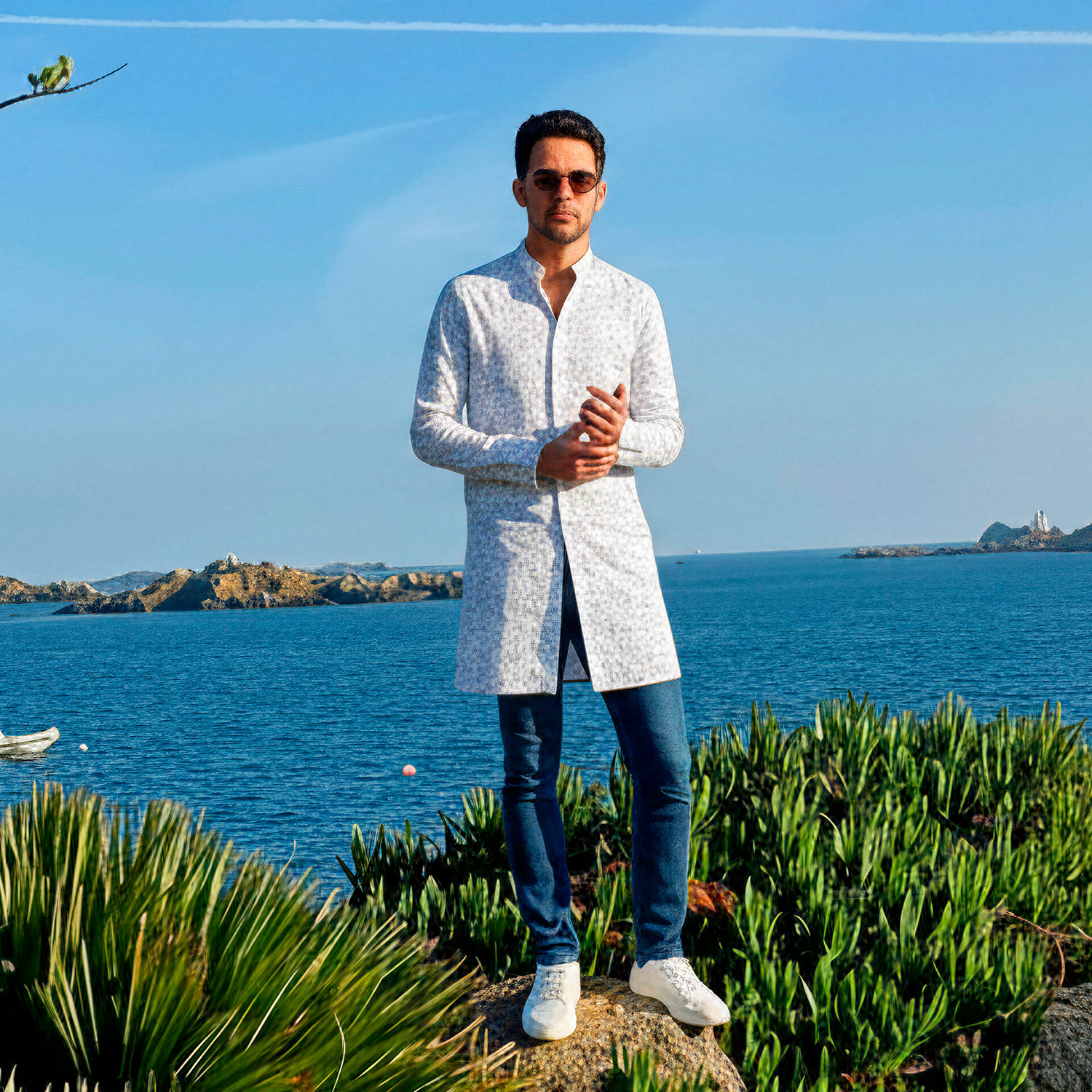 Tunique florale bleue