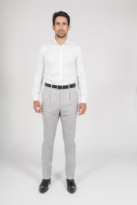 Pantalon gris clair taille haute