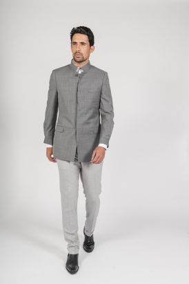 Veste Mao gris clair tissu fresco