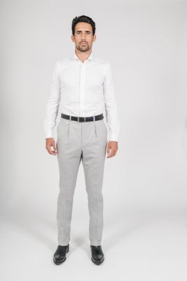 Pantalon gris clair taille haute