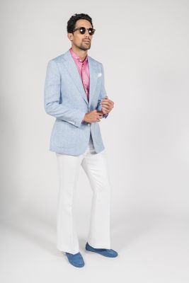 Veste lin bleu clair